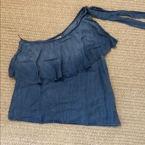 Denim off the shoulder summer shirt